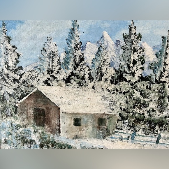 Vintage Oil Painting On Board Scenic Mountains Framed Canvas 14” x 18” Signed - Picture 4 of 11